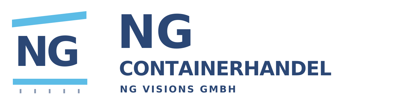 Blaues Logo NG-Containerhandel, NG Visions GmbH, auf transparentem Hintergrund