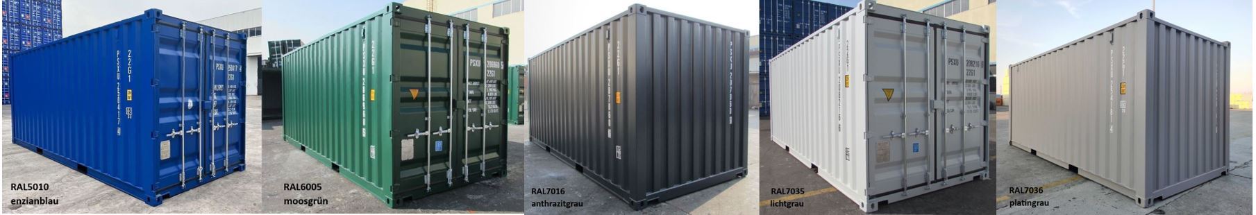 Übersicht verschiedener RAL-Farben für Container